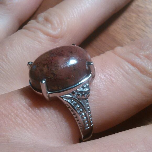 Aqua Nueva Moss Stainless Steel Solitaire Ring (Size 8) - Picture 12 of 16